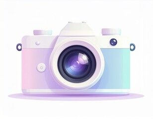 Minimalist flat camera icon with soft pastel colors
