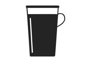 Simple black silhouette of a tall glass with a handle filled with liquid