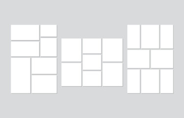 Frame, photo, grid, brand, and illustration template with black card layout. Use for mosaic collage or mood board image in a modern abstract design.