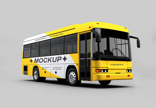 City Coach Bus PSD Mockup with Vehicle Branding