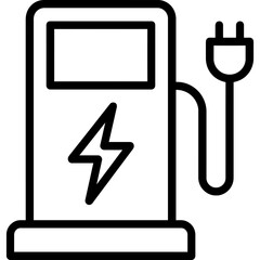 Electric vehicle charging station outline icon vector