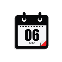 calender icon, 06 sunday icon with white background