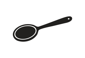 Simple black silhouette of a kitchen spoon with a hole in the handle