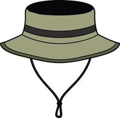 Green safari hat vector art illustration