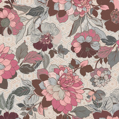 Botanical Seamless Pattern with Artistic Floral Design