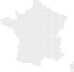 Obraz premium France – square dot grid vector map (Web Mercator projection, PPT-compatible & fully editable)