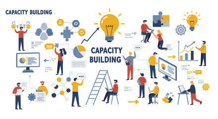 Capacity building concept vector illustration for team development and strategy in flat style