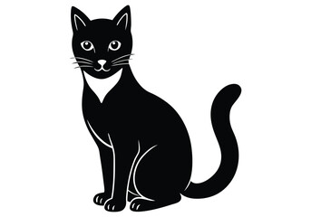 Fototapeta premium cat sitting walking silhouette on white background