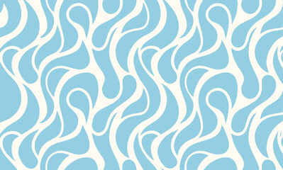 Abstract Light Blue and White Seamless Pattern. This is a vibrant and calming seamless pattern featuring flowing, organic shapes in a light baby blue color against a white background.