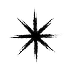 Obraz premium Star doodle sparkles sparkling sketch, Abstract black brush stroke starburst shape with textured gritty edges