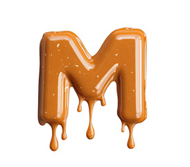 Caramel-colored dripping letter "M
