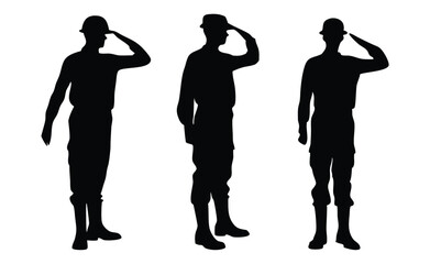 Soldiers Saluting Silhouette Set