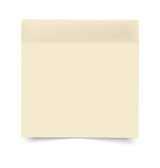 Sticky note with curled bottom edge and soft shadow, blank and isolated on white background, clean and minimal look.