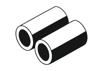 Two isometric black and white cylindrical tubes on a white background