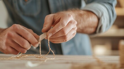 Obraz premium Crafting with care using natural materials in a cozy workshop during daylight hours