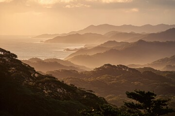 Fototapeta premium Sunset Mountain Dawn Snow Landscape Scene