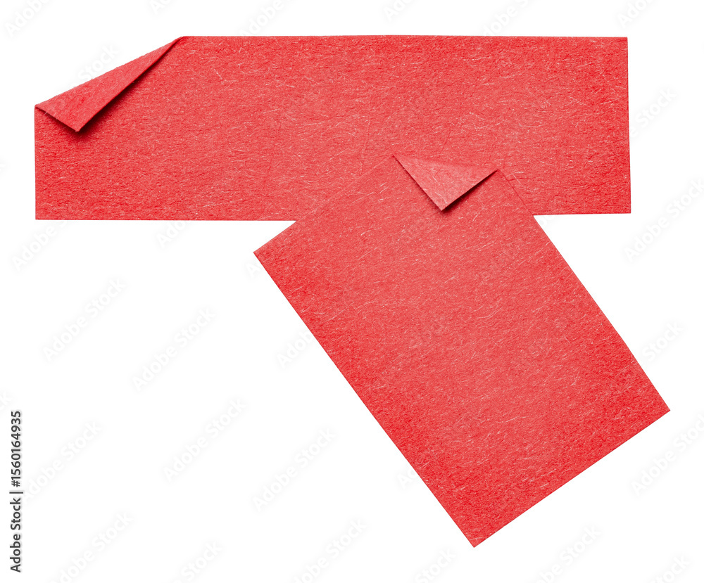 Fototapete two red overlapping isolated cut out blank paper notes cardboard with folded corner dog-ear earmark 