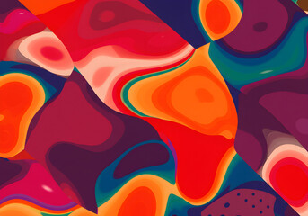 Fototapeta premium Abstract artwork featuring flowing shapes and vibrant colors, creating a dynamic and organic pattern.