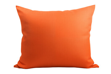 An orange throw pillow sits against a black backdrop, perfect for interior design mockups and home...
