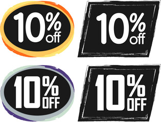 Sale 10 off, set of discount labels and badges