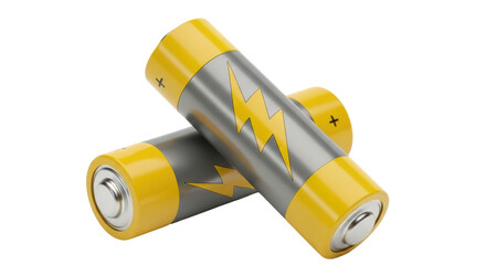 Isolated Yellow and Silver Batteries