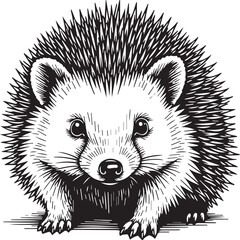 Cute Hedgehog Sketch: A detailed sketch of a charming hedgehog, rendered in black and white. Its quills are meticulously depicted, conveying a sense of texture.