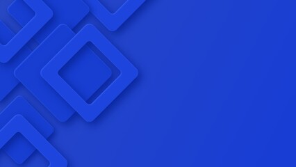 Blue geometric banner with squares. Abstract background