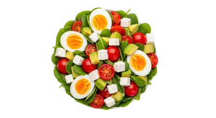 Isolated Salad with Eggs, Avocado and Feta Cheese