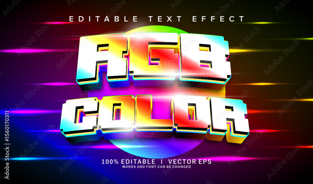 Poster rgb color vector text effect with modern style design