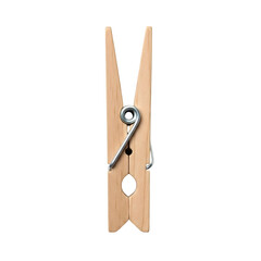 A wooden clothespin isolated on a clean transparent background, perfect for laundry, DIY projects,...