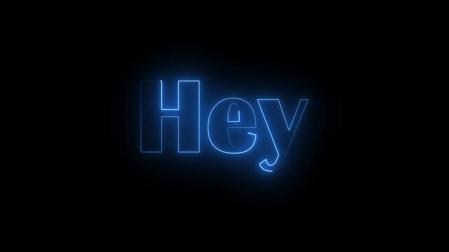 Glowing gold text hey on purple background