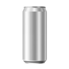 Sleek silver aluminum can on a transparent background, perfect for branding and product mockups.transparent PNG, isolated background 