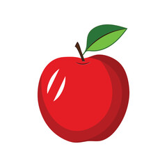 Shiny Red Apple Vector – Fresh, Colorful, and Delicious Design on White Background