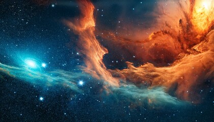 Fototapeta premium image galaxy background deep teal burnt orange ethereal