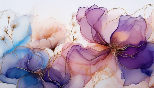 flores abstrastas translucidas estilo tinta de alcohol