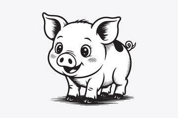 cute pig illustration vector