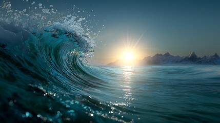Majestic Ocean Wave at Sunrise Stunning Nature Photography