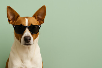 Dog wearing sunglasses cool pet animal portrait background