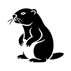 Obraz premium Groundhog illustration. Marmota monax silhouette image for logo, emblem, or mascot design. Groundhog graphic is perfect for spring, nature, and wildlife themed projects.