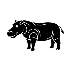Fototapeta premium Common hippopotamus Hippopotamus amphibius illustration. Large mammal illustration showing powerful hippopotamus profile. Hippopotamus graphic image perfect for zoology textbooks.