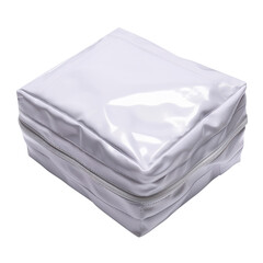 Obraz premium Sleek, white storage bag with transparent top, perfect for organizing items and keeping them visible. Ideal for travel or home use