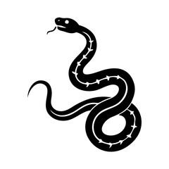Fototapeta premium Stylized black snake illustration perfect for tattoo designs. This detailed snake image features a coiled reptile with intricate patterns. Use this striking snake graphic for branding, apparel.