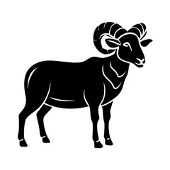 Obraz premium Majestic ram illustration. Powerful ram silhouette in black and white. Strong ram image perfect for logos, branding, and design projects.