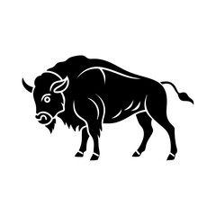 Fototapeta premium American bison silhouette, strong powerful animal illustration. Bison graphic, perfect for logos, branding, and design projects.