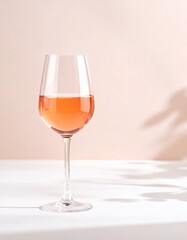 Concepto minimalista de copa de vino sobre fondo neutro. Enología, bebida, alcohol, viñedo, bodega