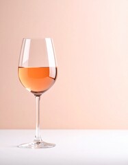 Concepto minimalista de copa de vino sobre fondo neutro. Enología, bebida, alcohol, viñedo, bodega