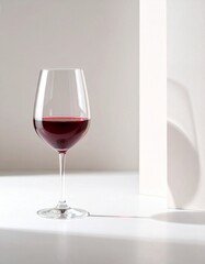 Concepto minimalista de copa de vino sobre fondo neutro. Enología, bebida, alcohol, viñedo, bodega