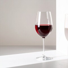 Concepto minimalista de copa de vino sobre fondo neutro. Enología, bebida, alcohol, viñedo, bodega