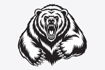  roaring bear illustration vector