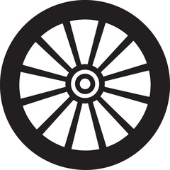 Wagon wheel icon, wagon wheel silhouette vector, wheel vector silhouette icon illustration